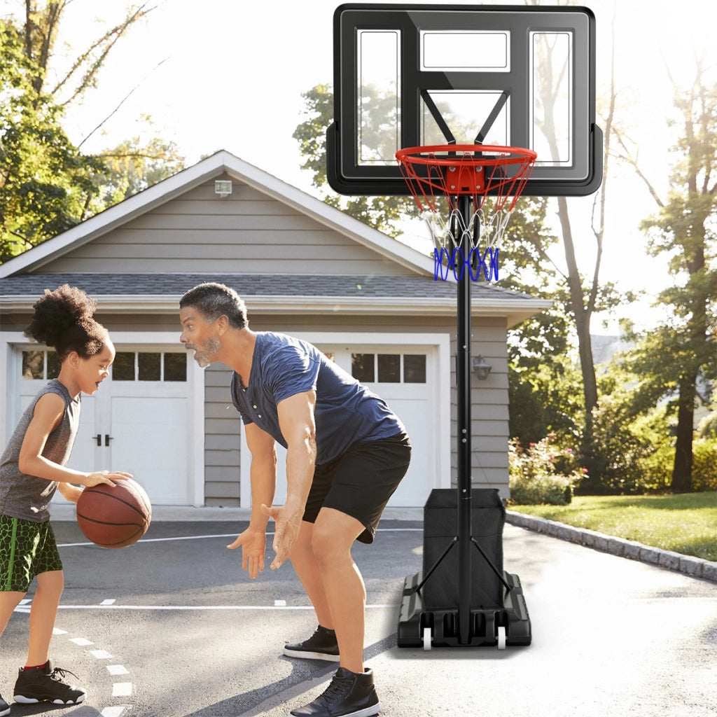 Canestro da basket portatile per interni ed esterni regolazione-Canestro da basket portatile tabellone infrangibile Nero