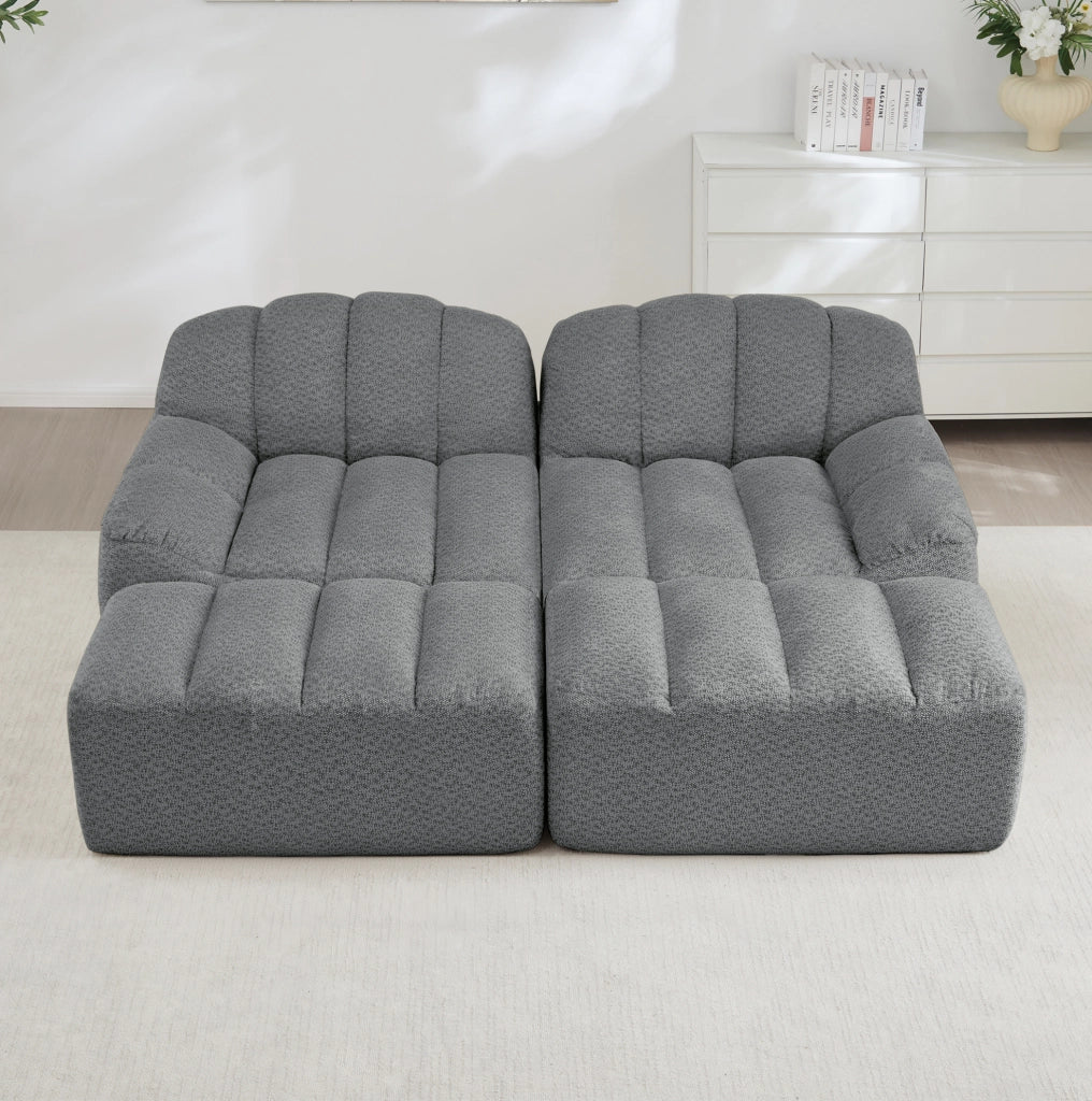 Divano modulare angolare senza struttura 210x165x79 cm in fleece granulato grigio