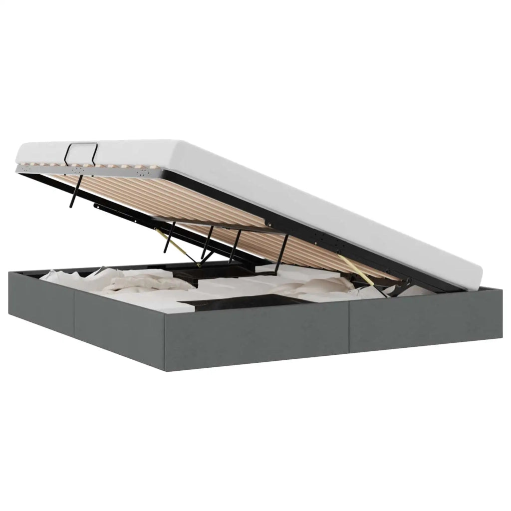 Letto con Contenitore Grigio Scuro 193 x 203 cm Tessuto 3370061