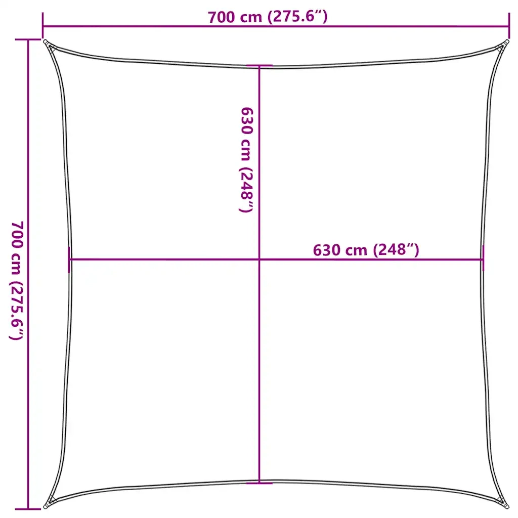 Vela Parasole 160 g/m² Rossa 7x7 m in HDPE 311610