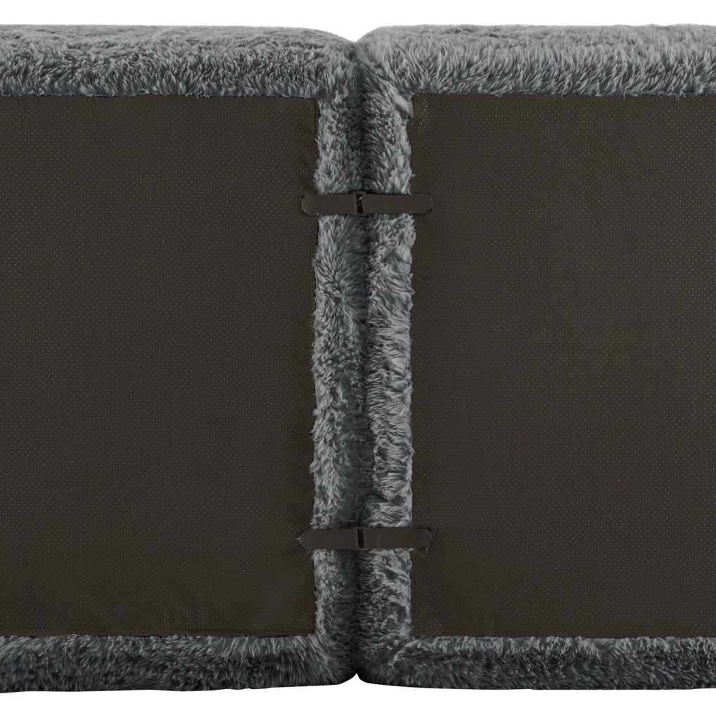 Divano angolare modulare con base antiscivolo in peluche grigio