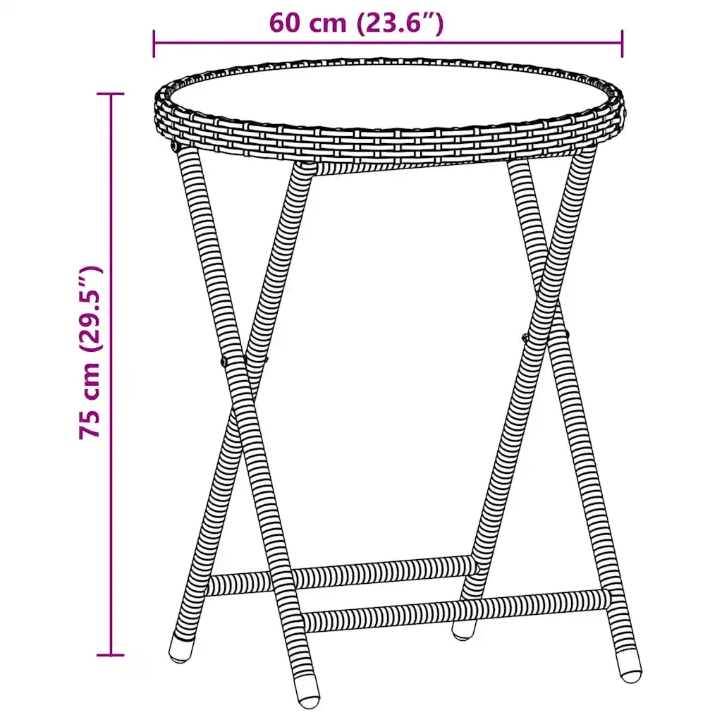 Set Bistr¨° 3 pz | Set Salotto da Giardino con Cuscini Marrone Polyrattan e Vetro