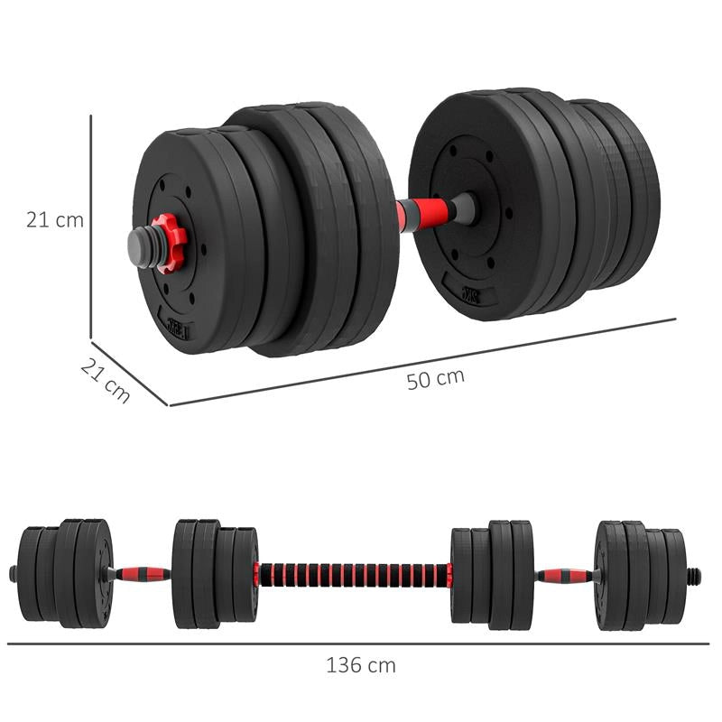 SET 2 MANUBRI ANTISCIVOLO CON 16 DISCHI PESI DA 30 KG  TOTALI E CONNETTORE, IN ACCIAIO, HDPE E SABBIA, NERO