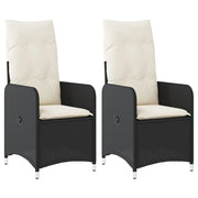 Sedie Reclinabili da Giardino 2 pz | Sedie da Esterno con Cuscini Nero Polyrattan