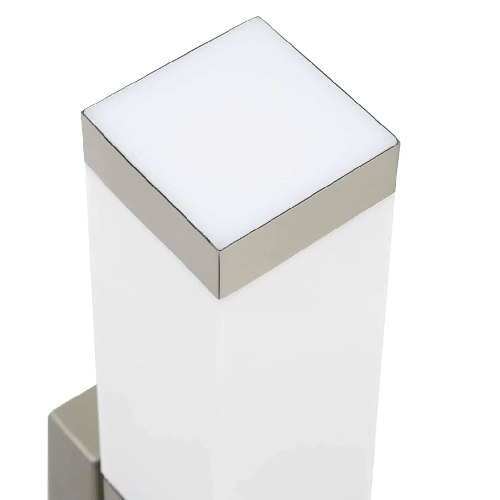 Applique da esterno moderna rettangolare 10,5 x 6 x 33 cm con diffusore integrato in acciaio inox argento 02_0056507