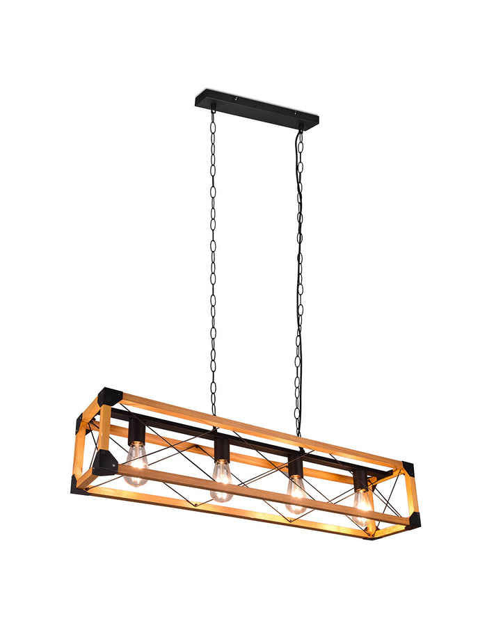 Lampada a Sospensione da Interno Attacco E27 in Metallo Nero Opaco