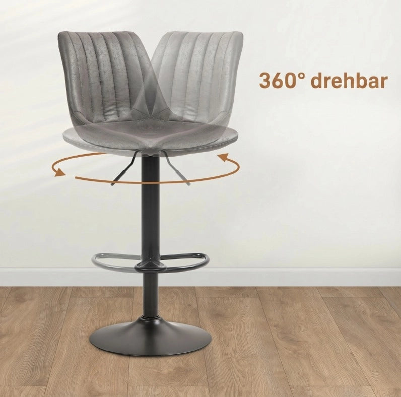 Set 2 sgabelli da bar regolabili in metallo grigio scuro