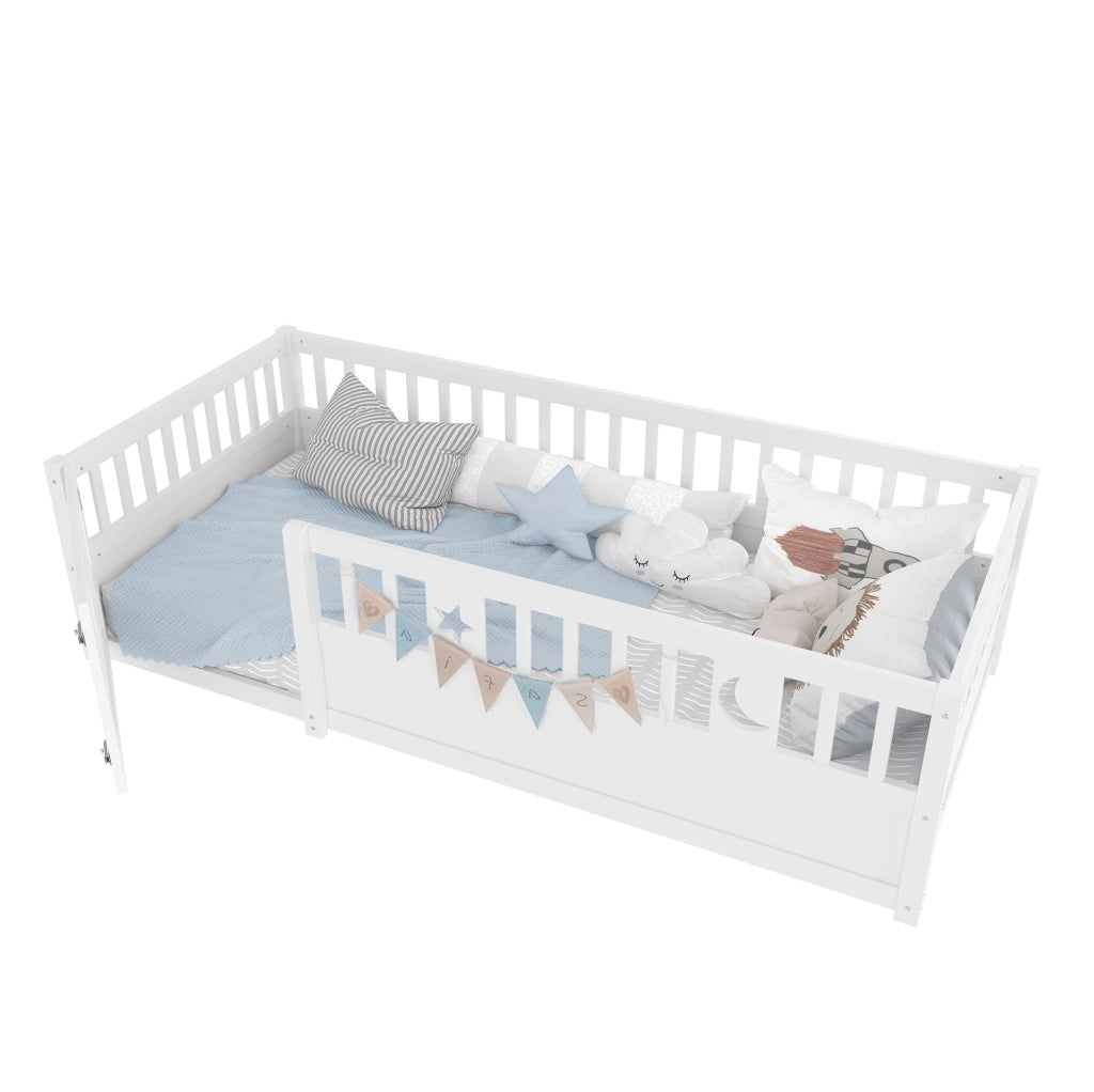 Letto per bambini 90 x 190 cm con sponde di sicurezza, bianco