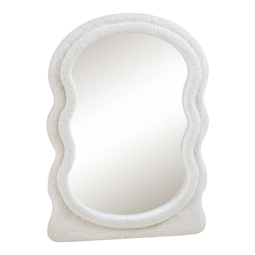 Specchio decorativo moderno da parete con cornice in tessuto felpato 80 x 60 cm bianco 03_0010175