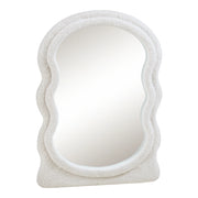 Specchio decorativo moderno da parete con cornice in tessuto felpato 80 x 60 cm bianco 03_0010175