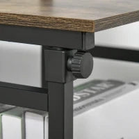 Tavolino d'Appoggio, Tavolino da Letto per Computer Portatile, Altezza Regolabile, 2 Mensole Integrate, Struttura Metallica, Marrone