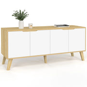 IDMarket - Credenza bassa scandinava 140 cm FINN in legno effetto faggio 4 ante bianche