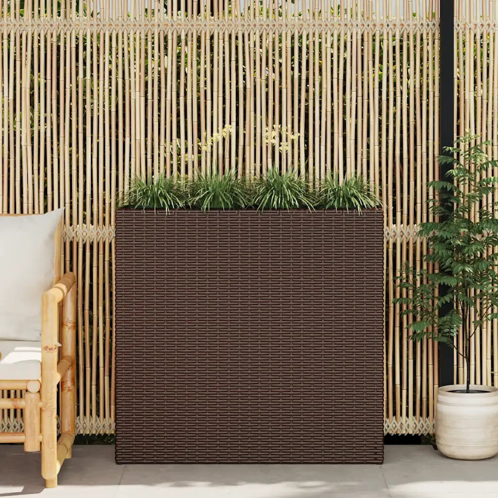 Letto Rialzato da Giardino con 4 Vasi in Polyrattan Marrone 41085