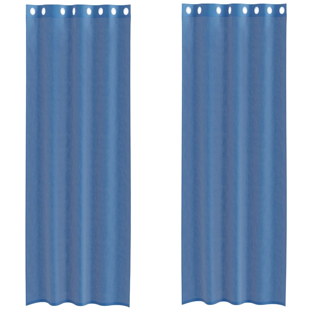 Tende in Voile con Occhielli 2 pz Blu Reale 4102118