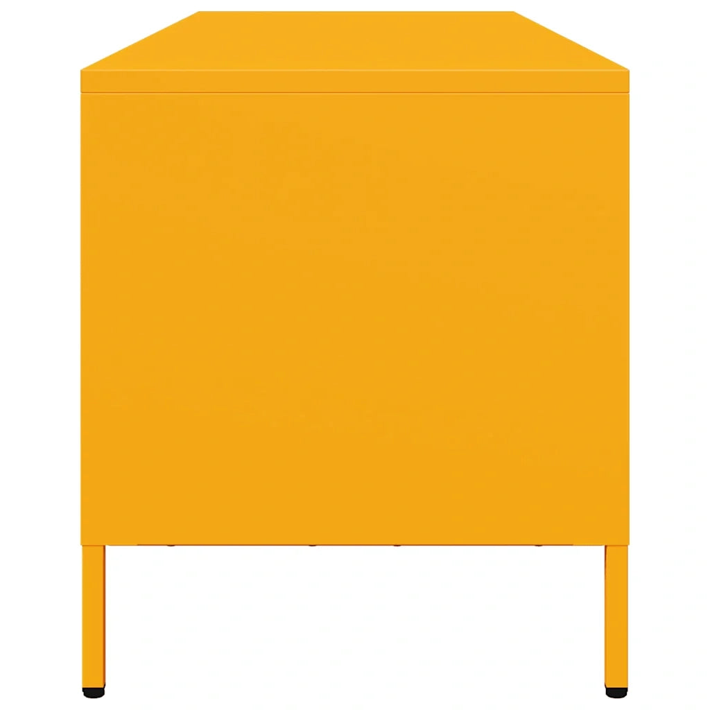 Mobile TV industriale color giallo senape 135 x 39 x 43 cm con vani contenitori moderni in acciaio laminato a freddo. Codice articolo: 02_0049752.
