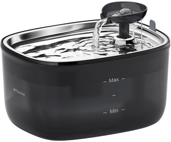 Fonteino per gatti, fonteino silenzioso e antisudante in acciaio inossidabile per gatti, 2,5L fonteino per gatti, luce LED, BPA-free con 2 filtri, fonteino per gatti e cani, facile da pulire, serbatoio d'acqua trasparente
