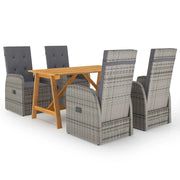 Set Mobili da Pranzo per Giardino 5 pz Grigio cod mxl 49274