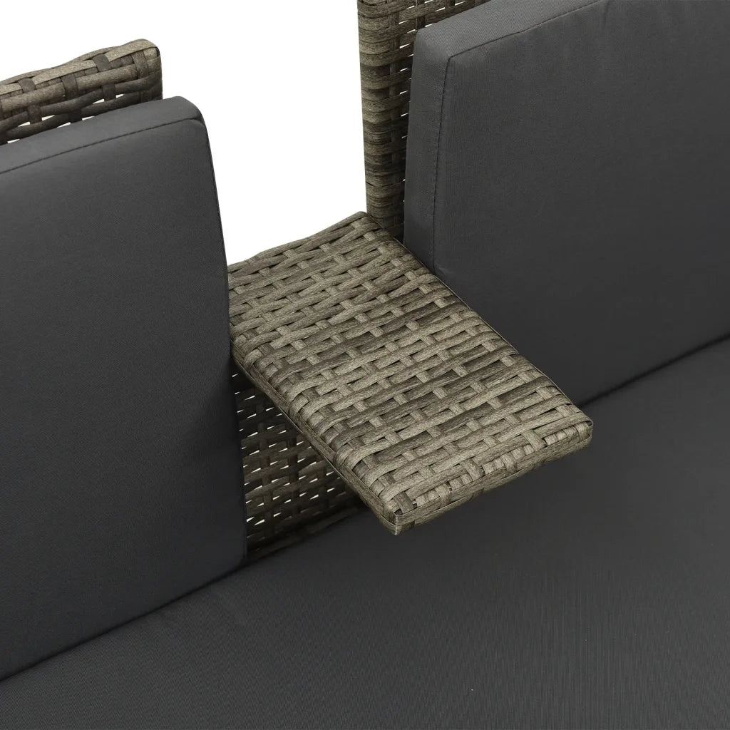 Set Divani da Giardino 3 pz con Cuscini in Polyrattan Grigio 313128
