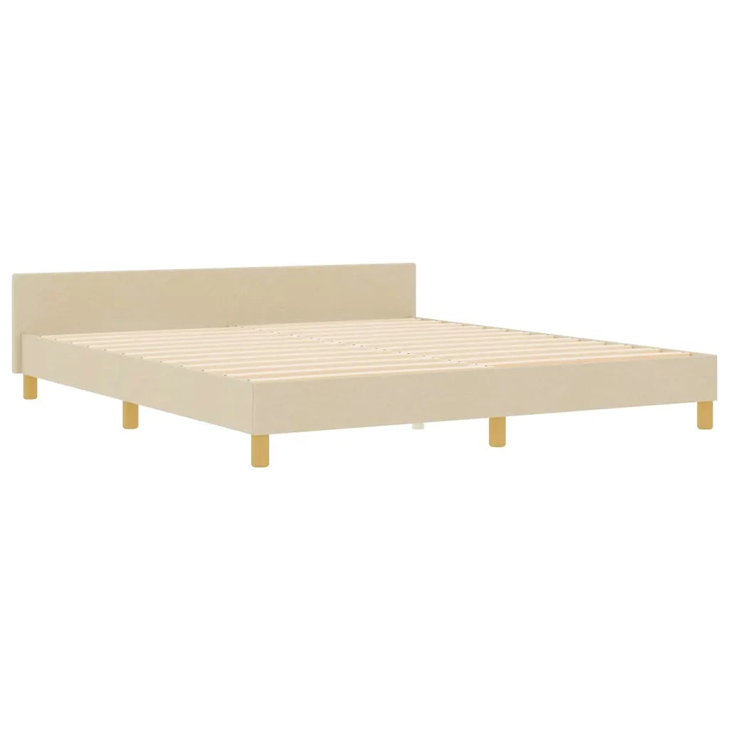 Struttura del letto con testiera Crema 180 x 200 cm Tessuto 3344828