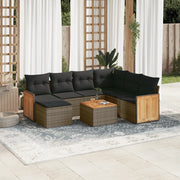 Set Divano da Giardino 8 pz con Cuscini Grigio in Polyrattancod mxl 114762