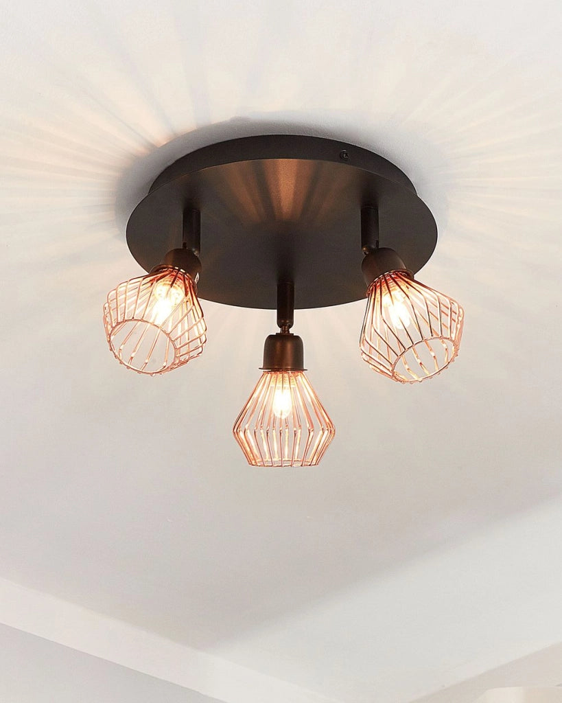 Lampada da Parete 2 Luci in Metallo Rame Applique Orientabile Industriale