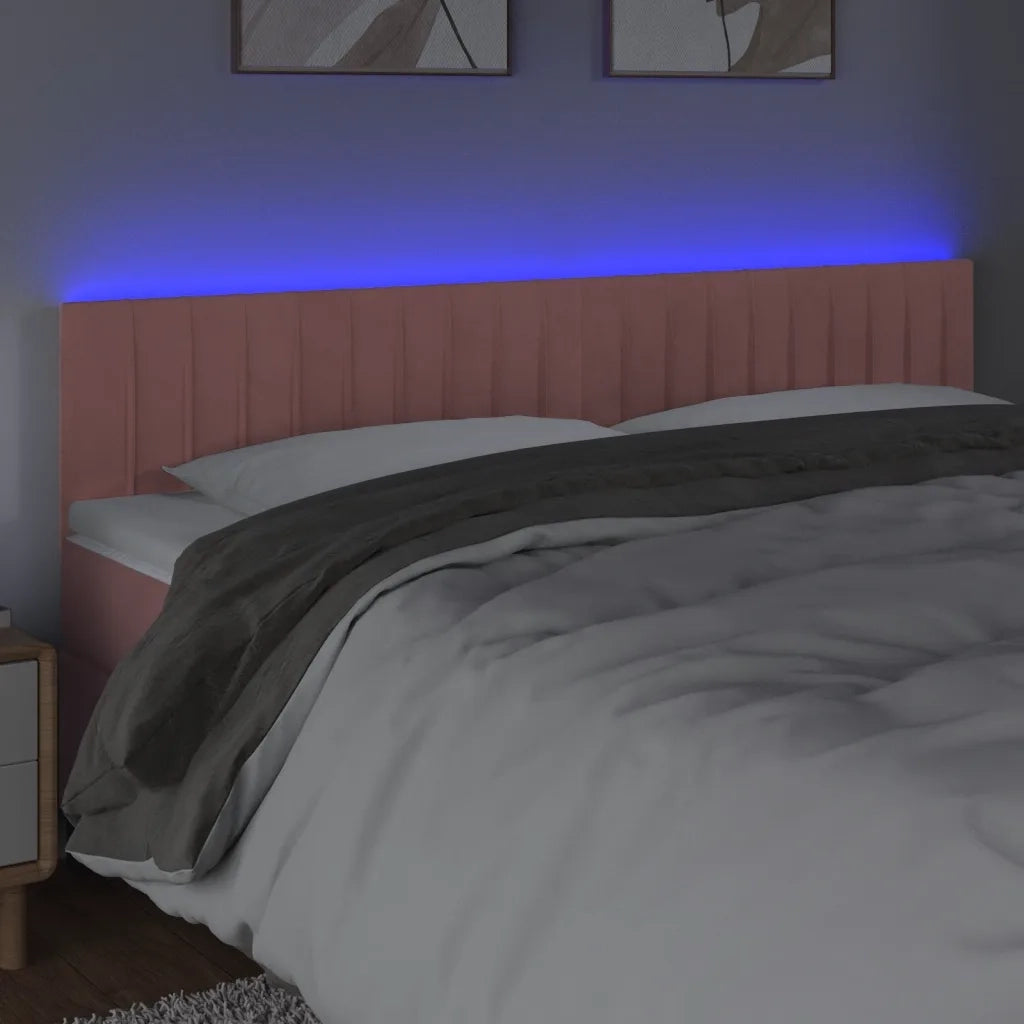 Testiera a LED Rosa 160x5x78/88 cm in Velluto 3121909