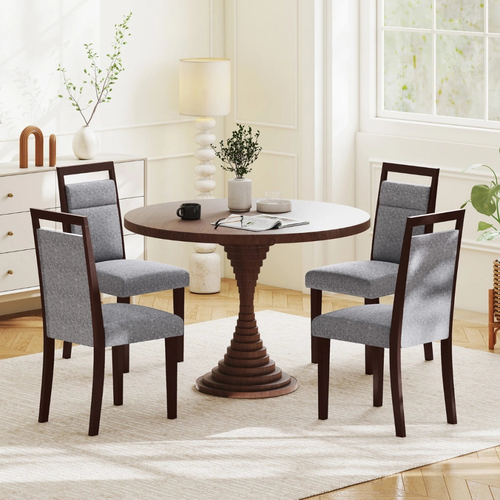 Sedia da cucina con seduta imbottita e schienale inclinabile, Sedie moderne in stile mid-century per sala da pranzo Grigio-Sedie da pranzo