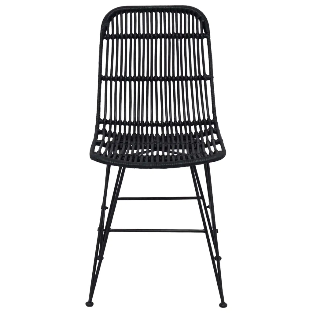Sedia da pranzo 2 pz Rattan e acciaio Nero 41 x 55 x 85 cm 42033207