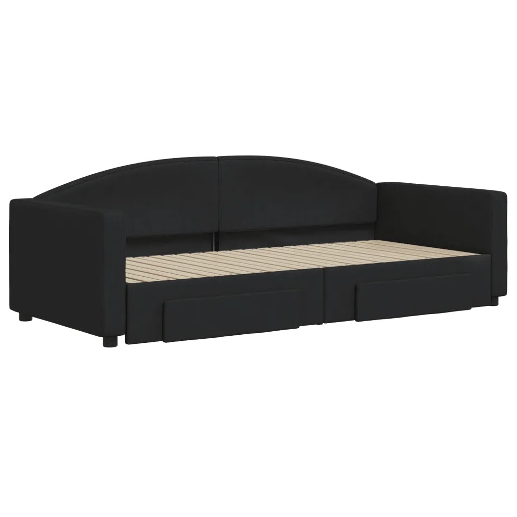 Divano Letto Estraibile con Cassetti-Sofa Letto-Daybed Nero 90x200 cm in Tessuto 533050