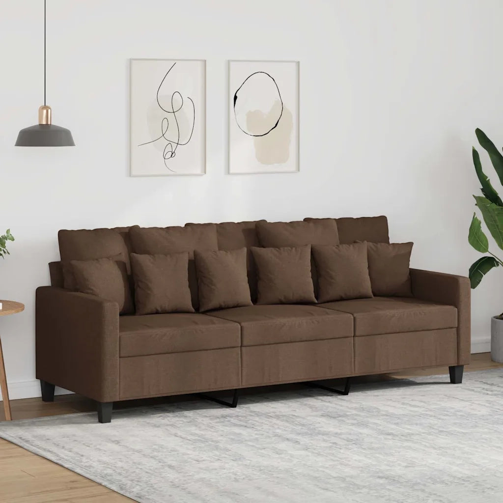 Divano a 3 Posti Marrone 180 cm in Tessuto 359278