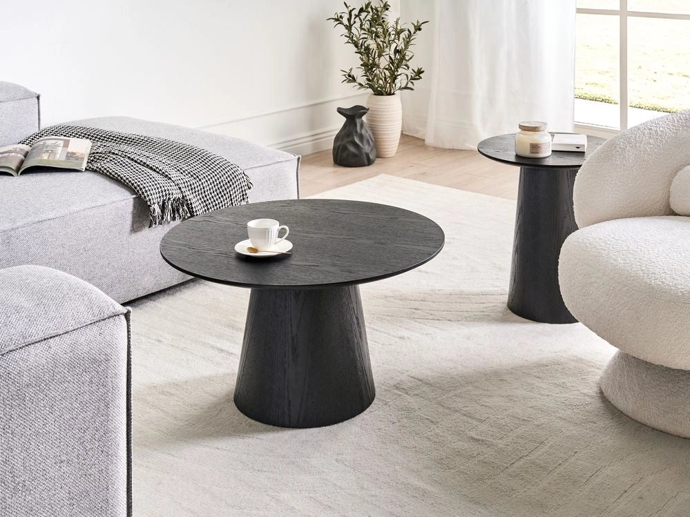 Tavolino da caffè con piano in MDF nero impiallacciato 80 x 80 cm Design moderno per soggiorno