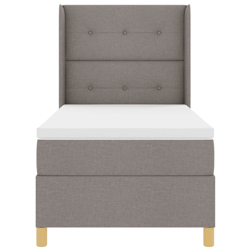 Letto Box Spring con Materasso e LED Tortora 90x200 cm Tessuto