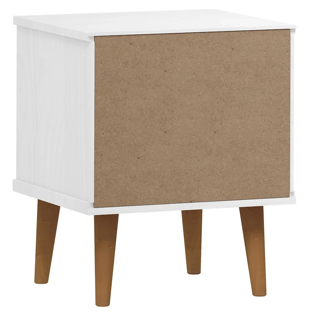 Comodino | Armadio da Notte | Mobiletto da notte MOLDE Bianco 40x35x48 cm in Legno Massello di Pino