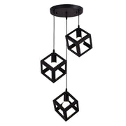 Lampadario Moderno a Sospensione Nero 3 Cubi Geometrici Design Minimal Attacco E27 Lampada Soffitto Regolabile per Cucina Soggiorno Sala da Pranzo