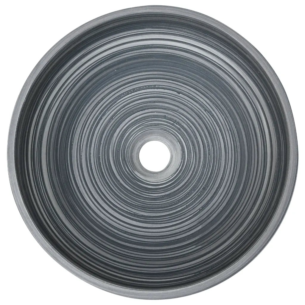 Lavabo da Appoggio Grigio Rotondo Φ41x14 cm Ceramica 155066