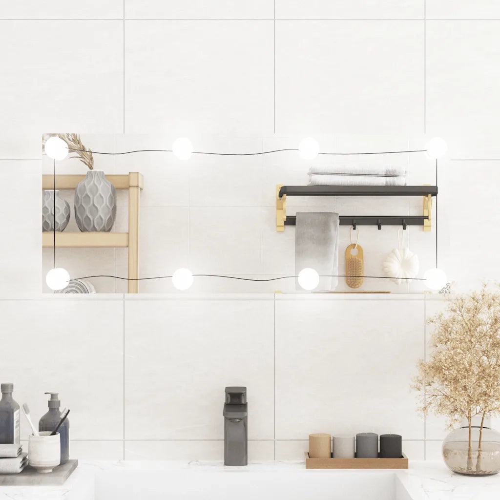 Specchio da Parete con Luci LED 30x80 cm Vetro Rettangolarecod mxl 76884