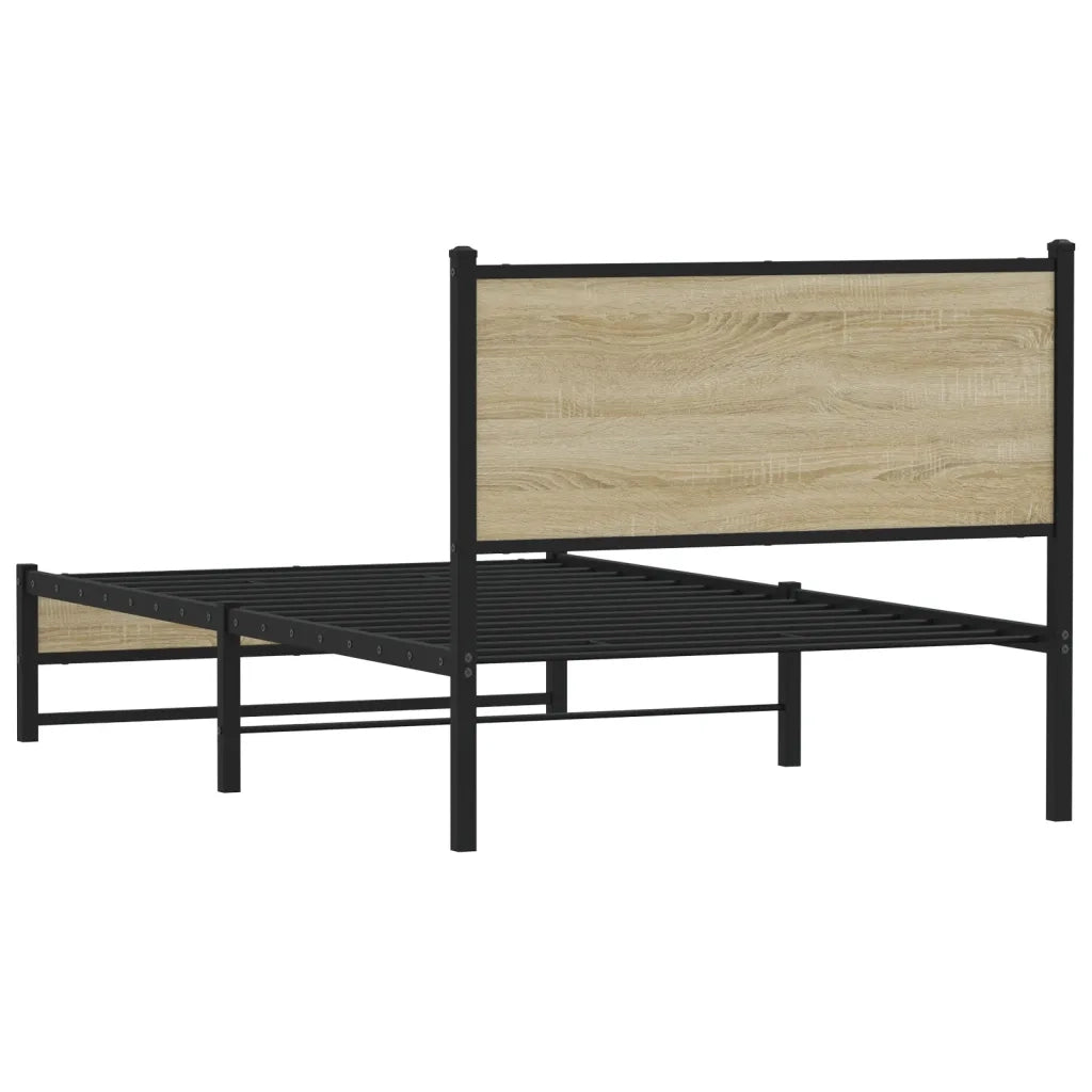 vidaXL Giroletto senza Materaso in Metallo Rovere Sonoma 107x203 cm