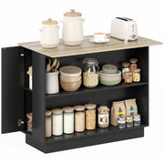 Isola Cucina con 2 Ripiani e 2 Armadietti ¨C zephmum ¨C MDF, Rovere e Nero, 105x60x82 cm