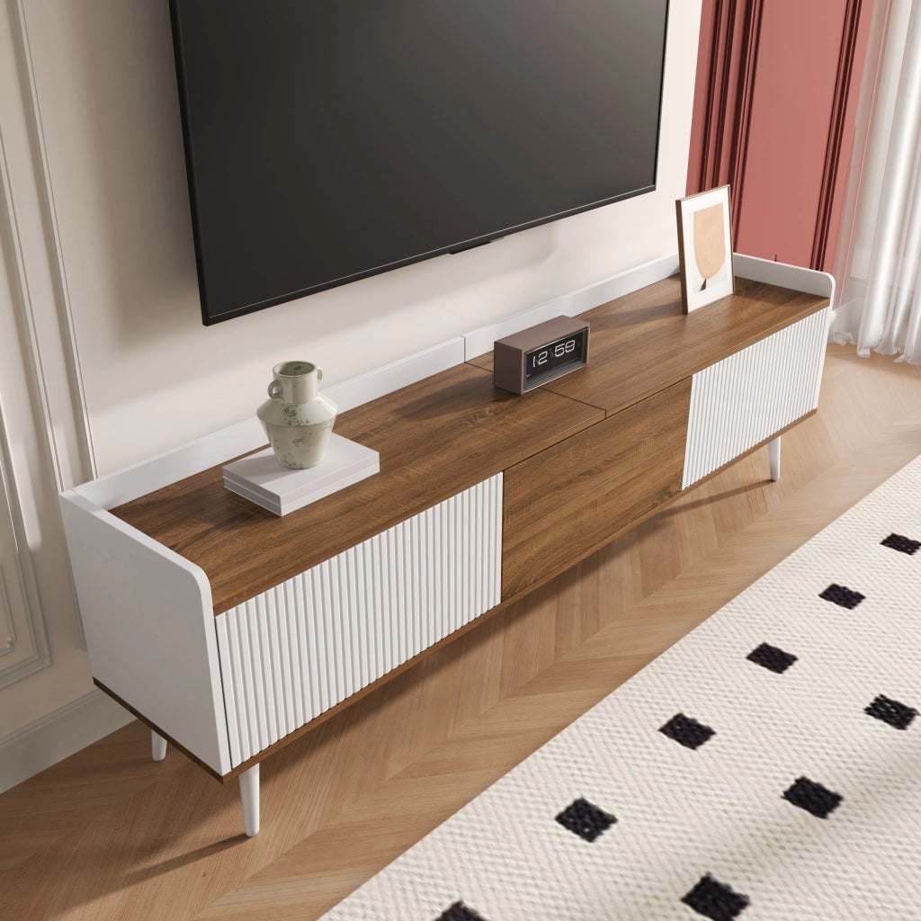 Mobile TV con 3 Ante; Bordo Rialzato e Dispositivo antiribaltamento per Soggiorno in MDF 160×39×49.5 cm