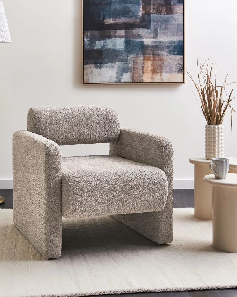 Poltrona Beige Boucle Seduta senza braccioli Stile retrò