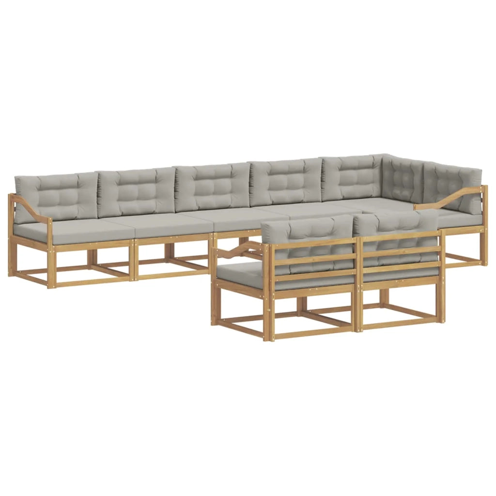 Set di divani da esterno 6 pz Bianco e Grigio Chiaro Poliestere 3386635