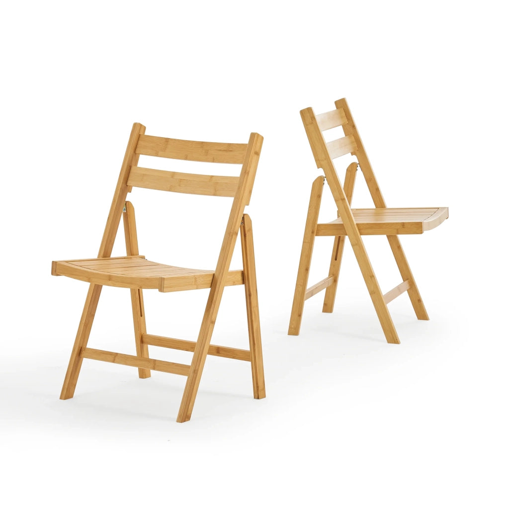 Set di 2 sedie pieghevoli da esterno per giardino campeggio e terrazza bambù 78 x 45 x 40 cm naturale 03_0009636