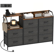Cassettiera con 8 cassetti in tessuto e mensola aperta ¨C Zephmum ¨C 130x30x88 marrone