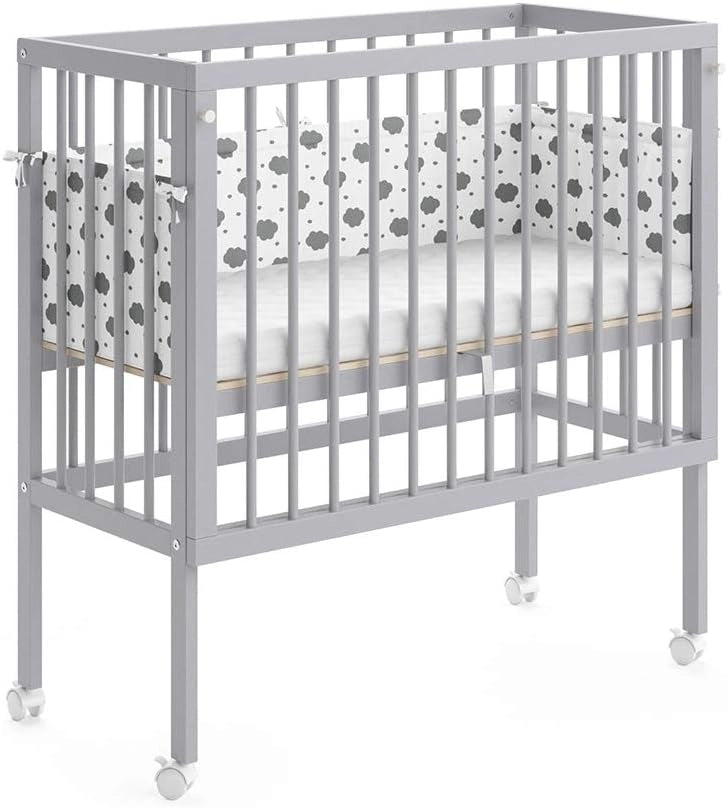 Lettino da attaccare al letto Sophie, Bianco, 94 x 42.5 cm 2 guide laterali, regolabile in altezza con ruote e fissaggio al letto dei genitori