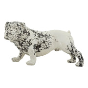 Scultura Bulldog decorativa in poliresina bianco e nero