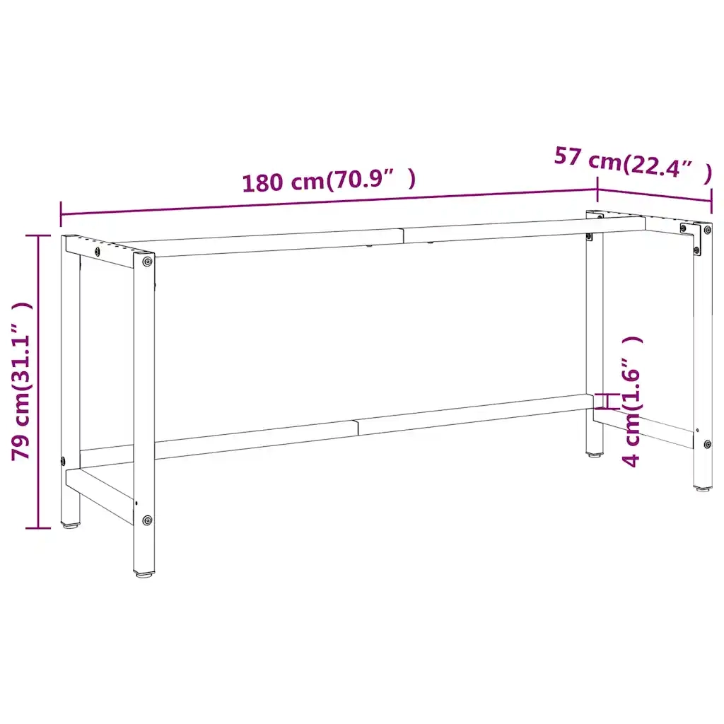 Telaio Banco da Lavoro Nero e Rosso Opaco 180x57x79 cm Metallo CFW9023189