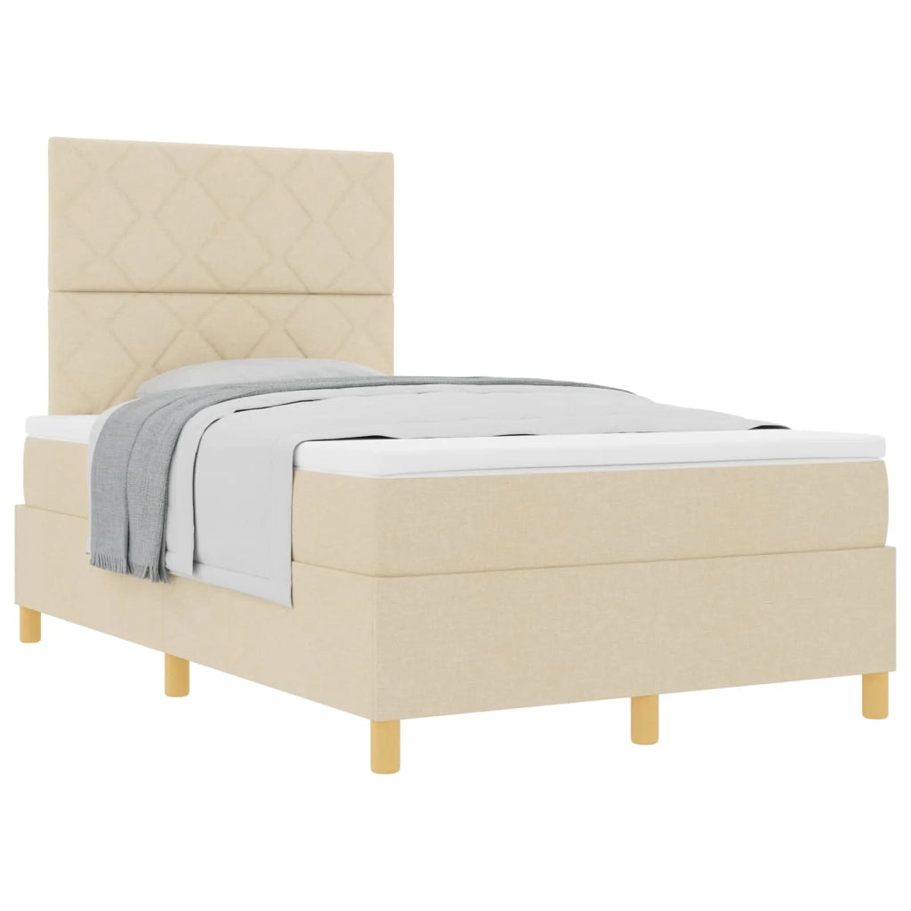 Letto a molle con materasso Crema 120 x 200 cm Tessuto 3339691