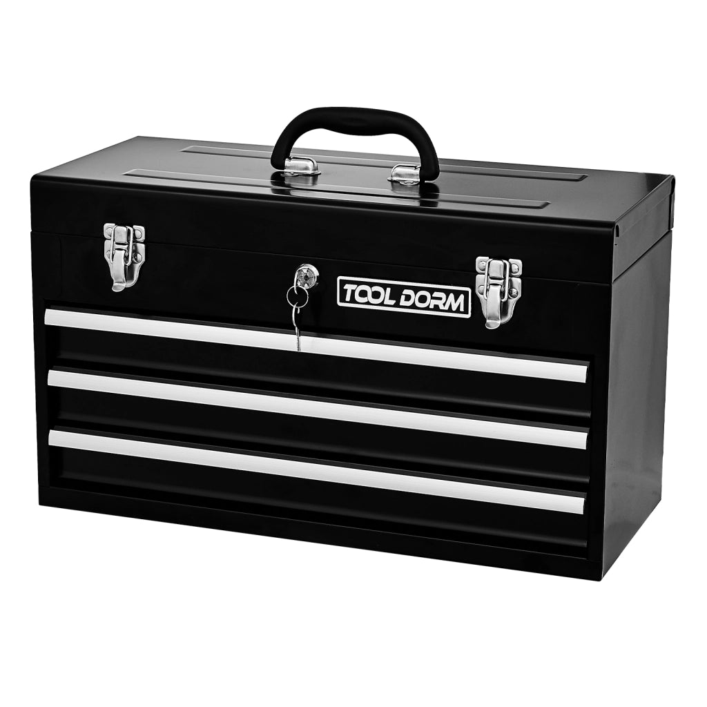 Cassetta portautensili con 3 cassetti e vano superiore; chiusura di sicurezza; in metallo; 56.5×28.0×35.0 cm
