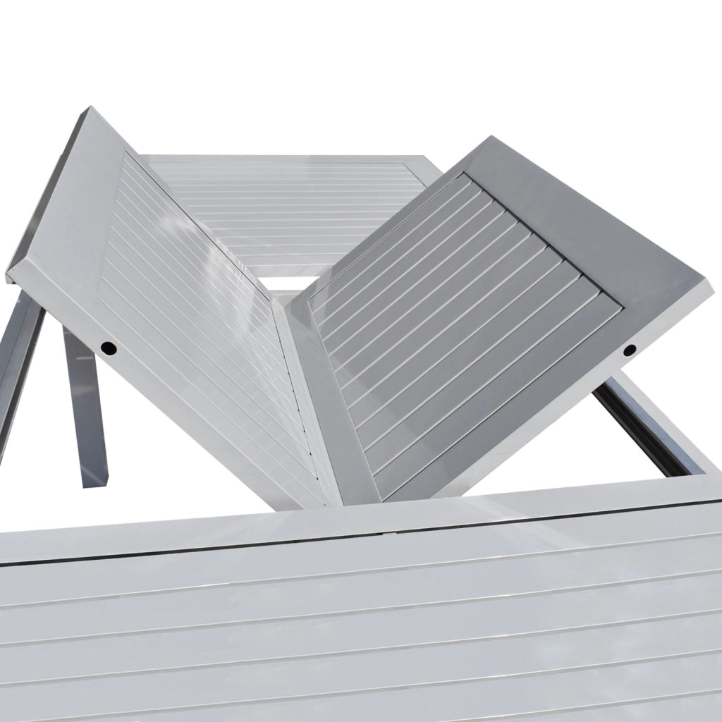 Set di mobili da giardino estensibili CAPRI in textilene nero 8 posti - alluminio grigio