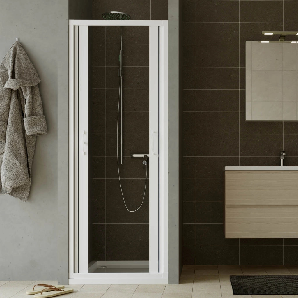 Porta doccia a soffietto in PVC 160 cm H 185 mod. Giglio con apertura centrale